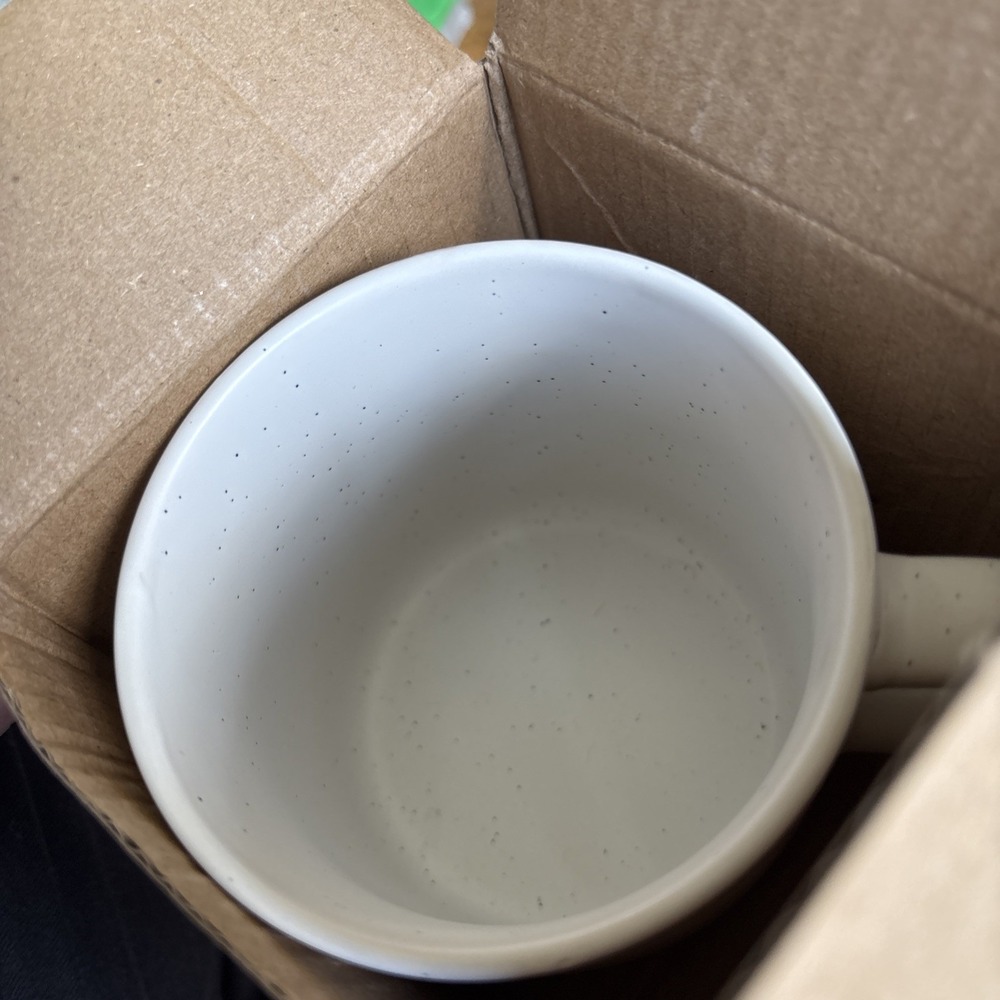 Ceramic Mug White Speckled 12 Oz Clay Bottom 3.5" x 3.5" New in box - Picture 5 of 6